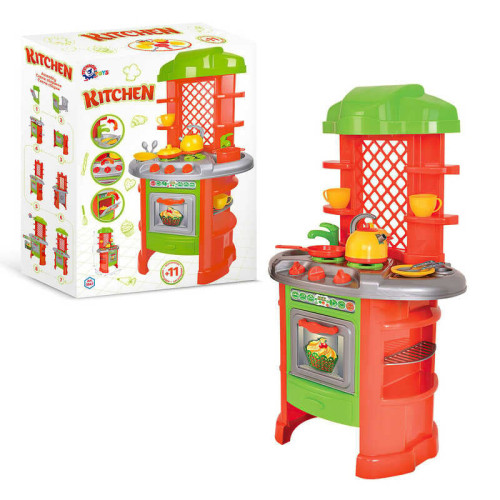 гр Кухня №7 0847 (3) "Technok Toys", плита, полички, посуд, каструля, чайник, пательня, лопатки, в коробці