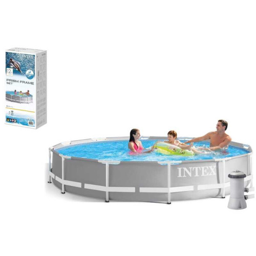 Intex Басейн каркасний 26712 NP (1) розмір:366x76 см (насос-фільтр картриджний 2006 л/год), об'єм води:6503л, в коробці