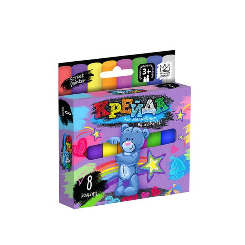 гр Крейда для малювання, тонка MEL-02-02U УКР. (60) "Danko Toys", d-1,2 см, 8 штук, 8 кольорів