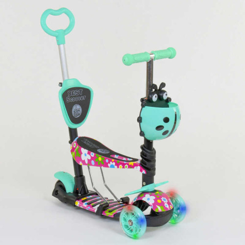 Самокат 5в1 43702 (1) Best Scooter, АБСТРАКЦІЯ, PU колеса, ПІДСВІТКА КОЛІС, в коробці
