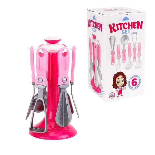 гр Кухонний набір 6726 (22) "Technok Toys", стійка, 6 приладів, 21см, у коробці
