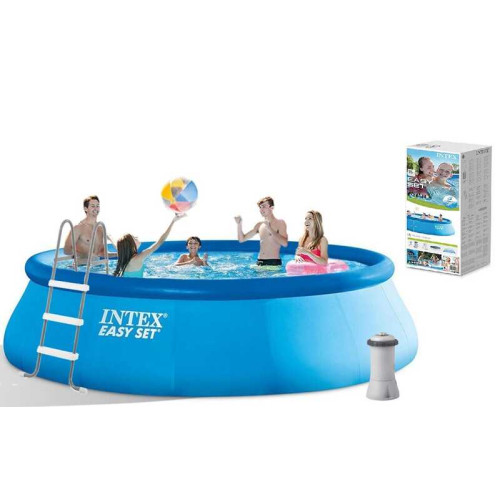 Intex Басейн 26166 NP (1) об'єм:12430л, фільтр+насос, розмір:457х107см (3785л/год, драбина, тент, підстилка)