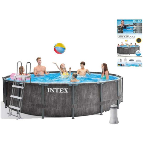 Intex Басейн каркасний 26742 NP (1) об'єм:16805л, розмір:457x122см, насос-фільтр:3 785 л/год, драбина, тент, підстилка), в коробці