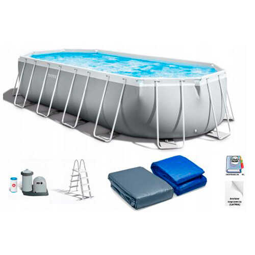 Intex Басейн каркасний 26798 NP (1) об'єм:18202л, розмір:610х305х122см, насос-фільтр 5678л/год, драбина, тент, підстилка, в коробці