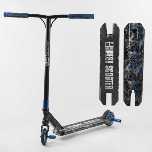 Самокат трюковий Best Scooter BS-77566 (4) HIC-система, ПЕГИ, алюмінієвий диск та дека з ПРИНТОМ, колеса PU, d = 110мм, ширина керма - 60 см, в коробці