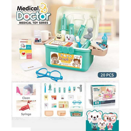 Набір лікаря PT 2 B (36/2) "Doctor Medical", 20 елеметів, помпове накачування, колір зелений, у коробці