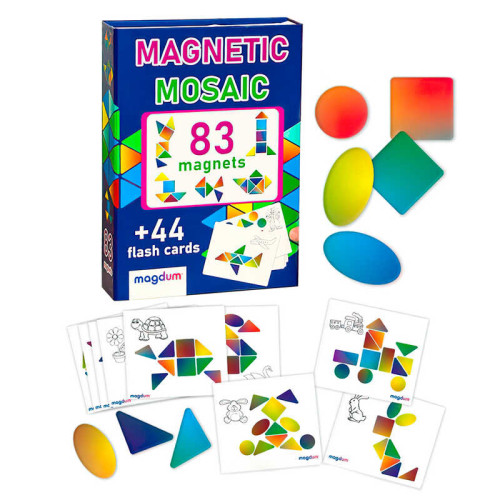 гр Магнітна мозаїка "Mosaic" ML4031-23 EN (16) "Magdum", 83 магніти, 44 картки з завданнями, в коробці