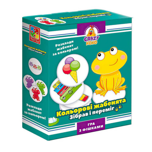 гр Гра настільна розважальна Crazy Koko "Кольорові жабенята" VT8025-06 (16) "Vladi Toys", в коробці