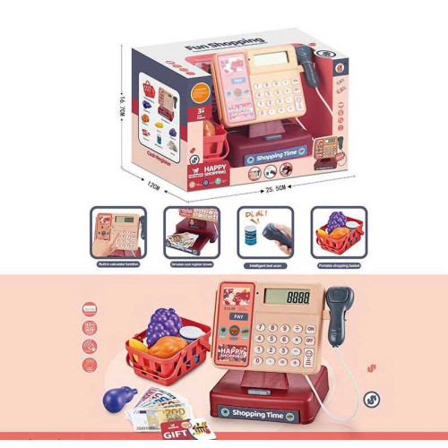 Касовий апарат 8888 A (48/2) звук, сканер, калькулятор, кошик з продуктами, купюри, картка, в коробці
