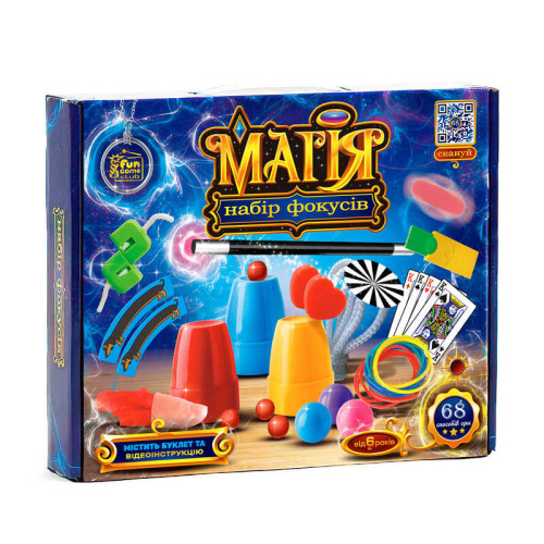 гр Набір фокусів "Магія" 72168 (18) "4FUN Game Club", чарівна паличка, 68 способів гри, QR-код з відео майстер-класом, у коробці