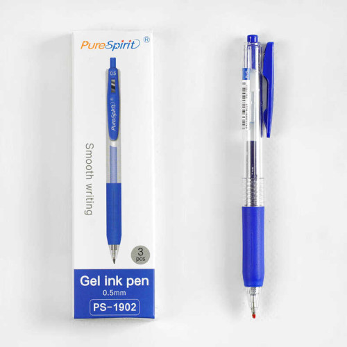 Ручка C 60826/PS-1902 (480) ЦІНА ЗА 3 РУЧКИ В УПАКОВЦІ, гелева, синя паста