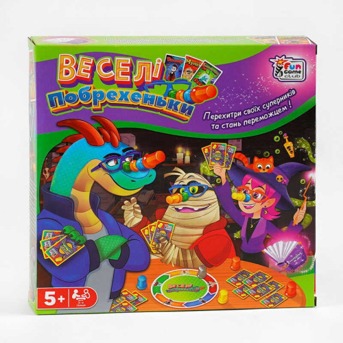 гр Настільна гра “Веселі побрехеньки” 32777 (12) "4FUN Game Club", 24 картки, 4 окулярів, 11 ковпачків, в коробці