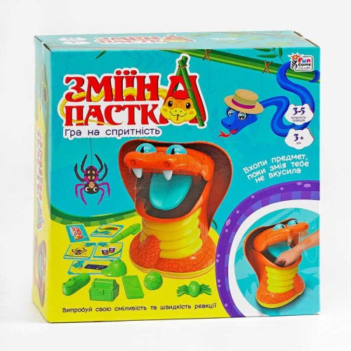 гр Настільна гра "Зміїна пастка" 38265 (12) "4FUN Game Club", ігрова платформа, 10 карток, 10 предметів, в коробці