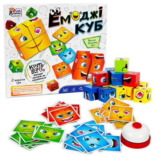 гр Настільна гра "Емоджі куб" 68831 (16/2) "4FUN Game Club", 48 карток, дзвінок, кубики, в коробці