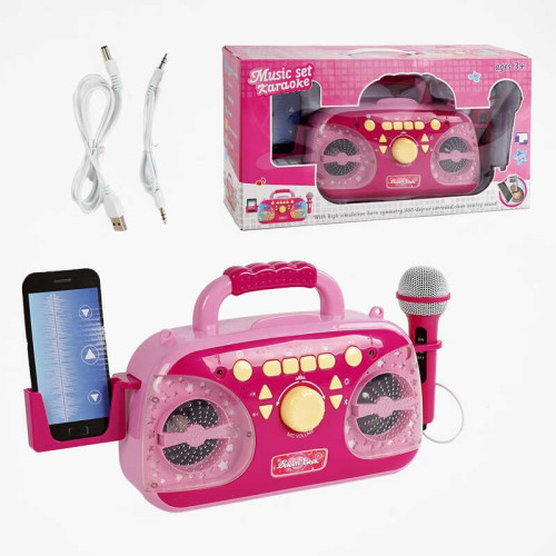 Караоке 5021 (12/2) підсвічування, мікрофон, Bluetooth, MP3-кабель, USB-кабель, працює від мережі, в коробці