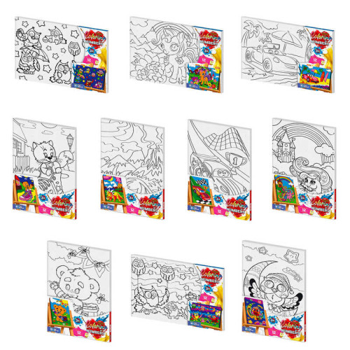 гр Розмальовка за номерами. Coloring by numbers CBN-02-01,02,03,04..10 розмір 31см*21см с.2 (10) "Danko Toys" ВИДАЄТЬСЯ МІКС ВИДІВ