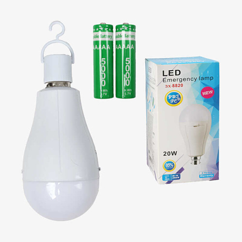 Лампочка з акумуляторними батарейками С 68521 (100) 20 W, 6500 К, гачок, стандартний цоколь E27, 2 знімні акумуляторні батарейки 3,7 V, автономна робота 2-3 години, у коробці