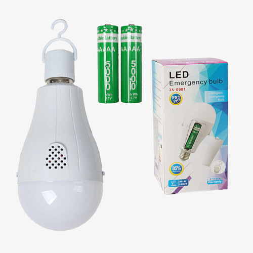 Лампочка з акумуляторними батарейками С 68522 (100) 15 W, 6500 К, гачок, стандартний цоколь E27, 2 знімні акумуляторні батарейки 3,7 V, автономна робота 3-5 годин, у коробці