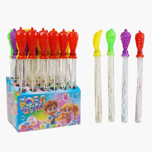 Мильні бульбашки LK 76812 (6) "WToys", ЦІНА ЗА 24 ШТУКИ В БЛОЦІ, "Фрукти", висота 36см, в коробці