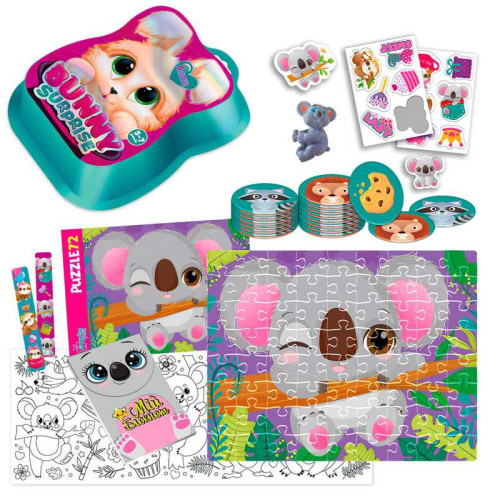 гр Набір для творчості "Bunny surprise"  VT 8080-12 (3) темно-рожевий "Vladi Toys", пазли, 50 карток, наліпки, іграшка на пальчик, блокнот, інструкція в коробці