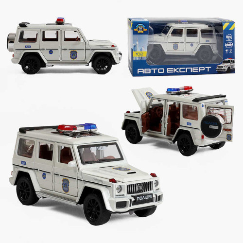 Машина 41393 (72/2) "Авто Експерт", "Поліція", металопластик, 1:32, звук, світло, інерція, відкриваються двері, в коробці