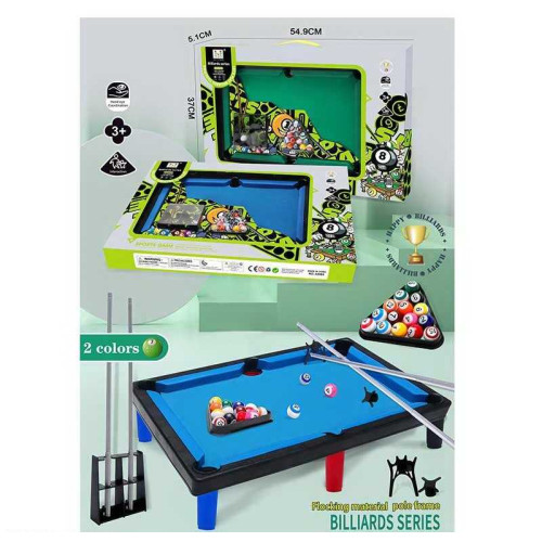 Більярд A 9904 (36/2)  розмір платформи: 41х28 см, кіш, 15 куль, кіш, більярдний трикутник, 6 лунок, 2 киї, підставка для київ, в коробці