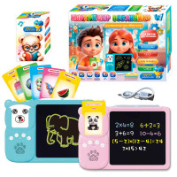 Картридер Всезнайко 94930 (24) "WToys", 2 кольори, ОЗВУЧУВАННЯ УКРАЇНСЬКОЮ МОВОЮ, вбудований акумулятор, розмір - 24х1.5х17 см, кольорова LCD - дошка, діагональ - 8 дюймів, стилус, 122 двосторонні картки, 18 тем, казки, пісні, цікаві факти, в ко
