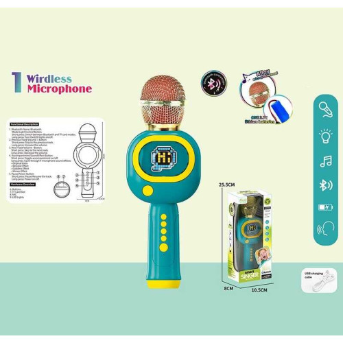 Мікрофон HY 865 E (96/2) підсвічування, 3 ефекти зміни голосу, регулювання гучності, Bluetooth, слот для TF-карти, в коробці