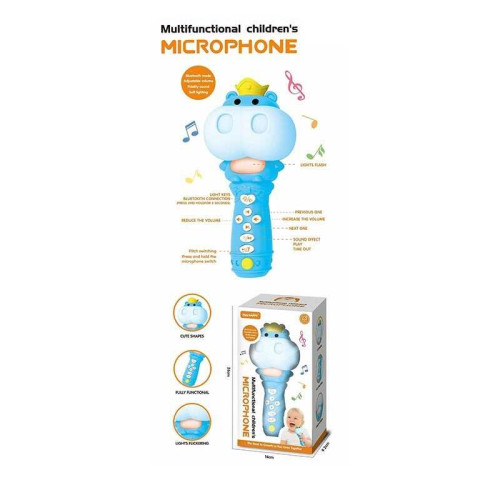 Мікрофон YK 7020 B (48)“Бегемот”, вбудований акумулятор, USB Type-C, Bluetooth, підсвічування, музика, зміна гучності, зміна голосу,  в коробці