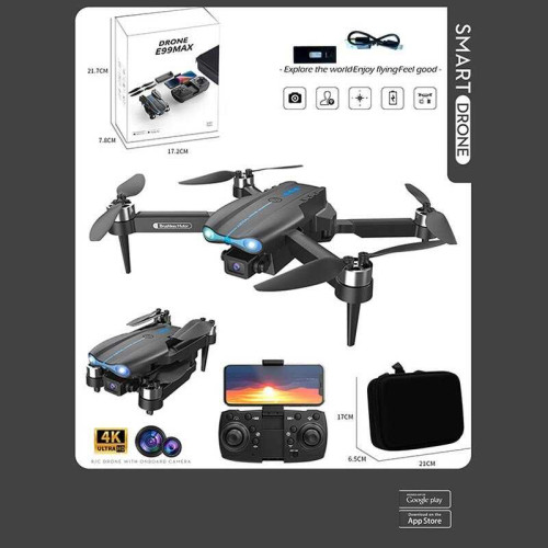 Квадрокоптер на радіокеруванні E 99 MAX ШТРИХ=80209 (36) акумулятор, USB-кабель, викрутка, пульт, підсвічування, HD камера, сумка для зберігання, додаток, в коробці