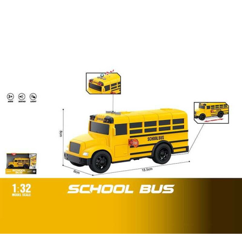 Автобус WY 1128 A (96) "Шкільний автобус", інерція, світло, звук, масштаб 1:32, гумові колеса, в коробці
