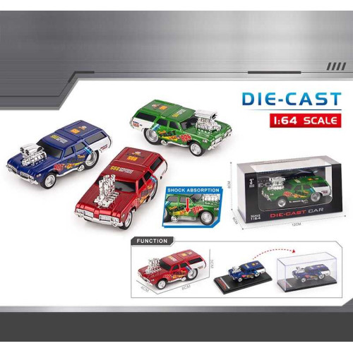 Машинка K 501 A11 (240/4) металопластикова, інерція, масштаб 1:64, в коробці, ВИДАЄТЬСЯ ТІЛЬКИ МІКС ВИДІВ