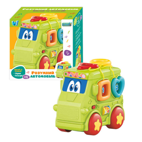 Розумний Автомобіль 6220 (64) "WToys", ОЗВУЧУВАННЯ УКРАЇНСЬКОЮ МОВОЮ, підсвічування, звуки, сортер, цифри, рухомі елементи, 2 режими гучності, в коробці