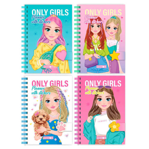 гр Блокнот для дівчаток "Only Girls Planner" LS-01 (48) "Апельсин", 64 сторінки + 2 аркуші наліпок, пружина збоку, ВИДАЄТЬСЯ МІКС ВИДІВ