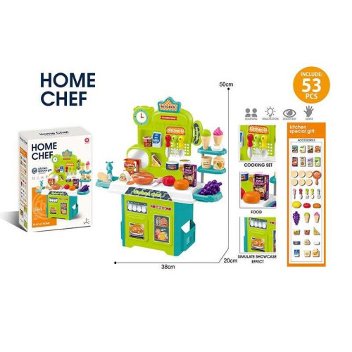 Кухня 922-208 (24) 38х20х50 см, посуд, муляжі продуктів, 53 елементи, в коробці