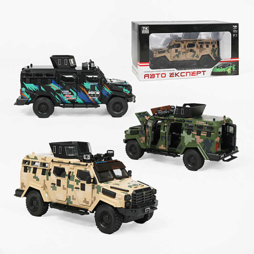 Машинка 2290-43 (12) "Авто Експерт", 3 кольори, металопластик, масштаб 1:24, звук, світло, інерція, відчиняються двері, багажник та капот, в коробці