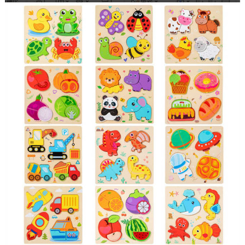 Пазли-вкладиші C 76817 (180) дерев’яні, 4 пазли, в плівці, ВИДАЄТЬСЯ МІКС ВИДІВ