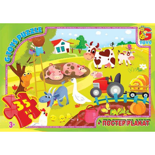 гр Пазли 35 ел. "G Toys" "Вчимося з задоволенням: Життя на фермі" GF 05 (62) + постер, в коробці