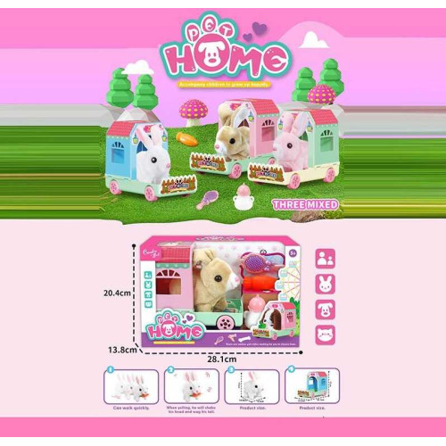 Улюбленець 18807 A-4 (36) "Кролик", будиночок на коліщатках, ходить, пищить, на батарейках, аксесуари, в коробці, МІКС ВИДІВ