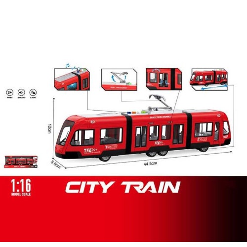 Трамвай WY 930 A (18) звуки, підсвічування, інерція, гумові шини, дверцята відкриваються, масштаб 1:16, в коробці