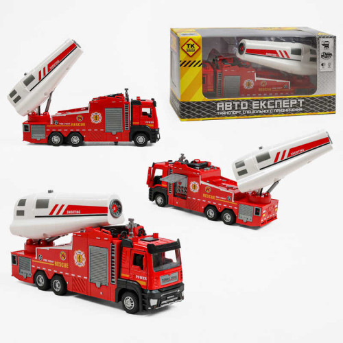 Спецтехніка LS-0940-93 (60/2) “Авто Експерт”, “Пожежна машина”, металопластик, масштаб: 1:32, інерція, підсвічування, звук, водна гармата, резервуар, шланг, відчиняються двері та віконця, гумові шини, в коробці