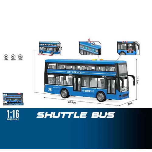 Автобус WY 912 B (24) звуки, підсвічування, інерційний механізм, масштаб 1:16, дверцята відчиняються, в коробці