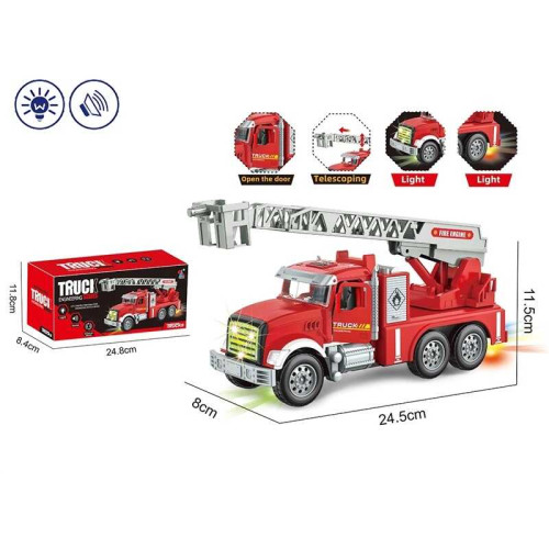 Спецтехніка YF 3227 A (84/2) “Пожежна машина”, звуки, підсвічування, колесо вільного ходу, відкриваються дверцята, піднімається драбина, в коробці