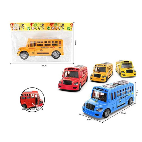 Автобус 1323-11 A (360/2) 4 кольори, довжина 13 см, інерція, гумові шини, механічне відчинення дверей, в пакеті, ВИДАЄТЬСЯ МІКС ВИДІВ