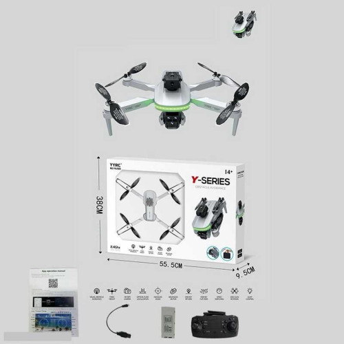 Квадрокоптер Y 628 D (18) сумка, знімний акумулятор 3.7V, пульт 2.4 GHz, USB-кабель, headless mode, Wi-Fi HD-камера, додаток, кольорове підсвічування, викрутка, в коробці