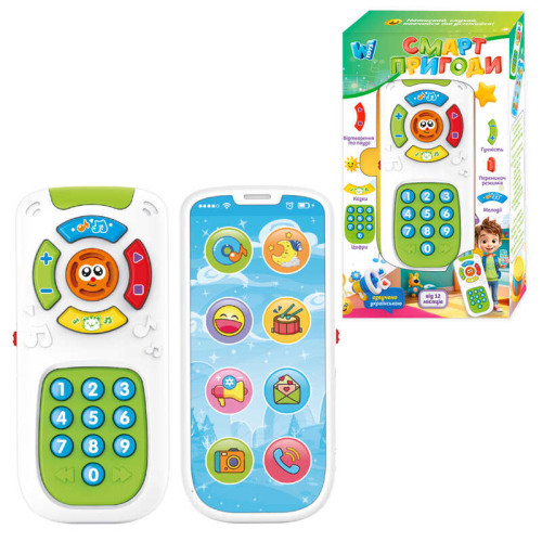 Пультик “Смарт пригоди” 31645 (72) "WToys", ОЗВУЧУВАННЯ УКРАЇНСЬКОЮ МОВОЮ, розмір: 7х2.5х15.5 см, казки, цифри, пісні, колискові, мелодії, скоромовки, музичні інструменти, загадки, вікторина, підсвічування, зміна режимів, регулювання гучності, в